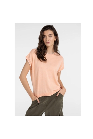 Yaya Knitted sweater with rolled ed 3103072 Peach palazzo orange mel
