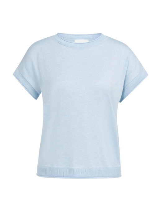Yaya Knitted sweater with rolled ed 990732 Light blue mel