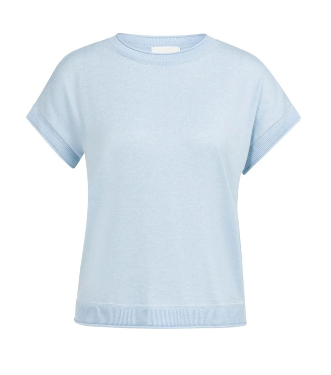 Yaya Knitted sweater with rolled ed 990732 Light blue mel