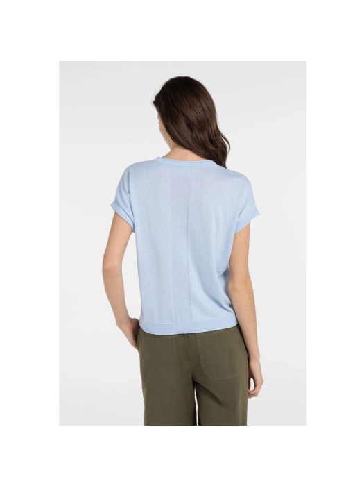 Yaya Knitted sweater with rolled ed 990732 Light blue mel