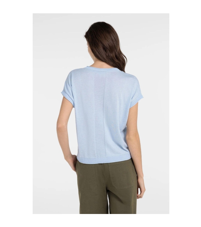 Yaya Knitted sweater with rolled ed 990732 Light blue mel