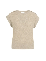 Yaya Towel knit sleeveless sweater 611404 Crockery brown