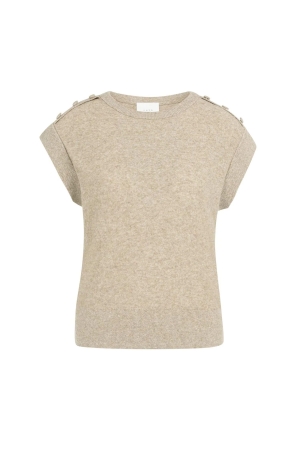 Yaya Towel knit sleeveless sweater 611404 Crockery brown