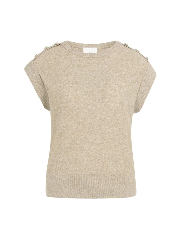 Yaya Towel knit sleeveless sweater 611404 Crockery brown