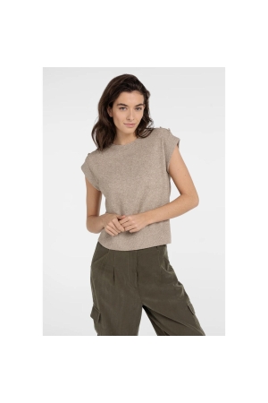 Yaya Towel knit sleeveless sweater 611404 Crockery brown