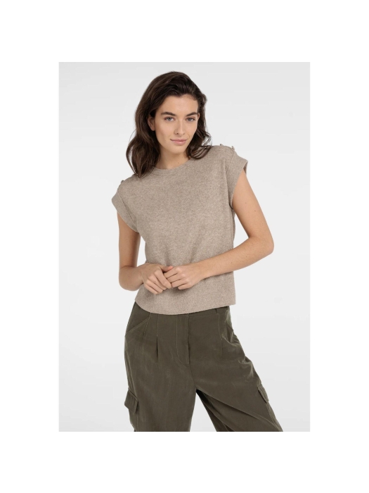 Yaya Towel knit sleeveless sweater 611404 Crockery brown