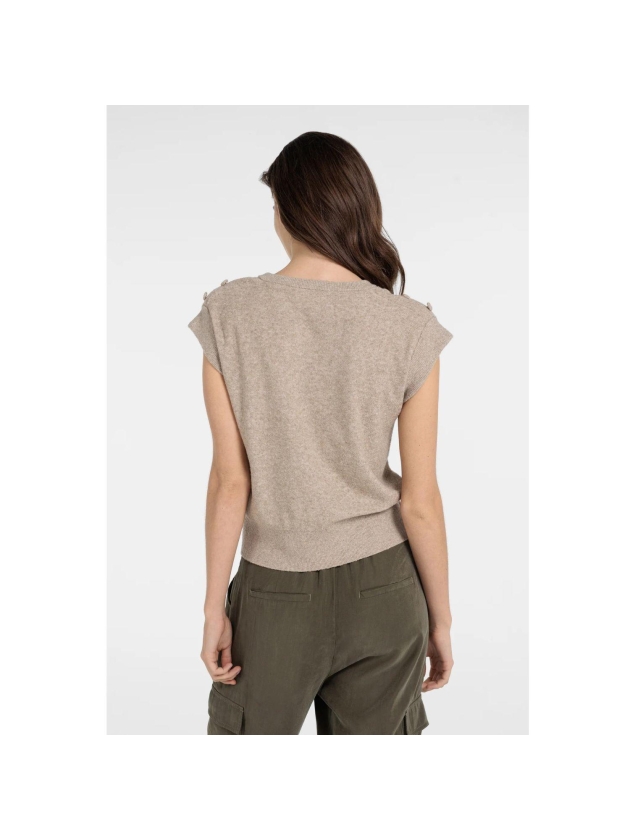 Yaya Towel knit sleeveless sweater 611404 Crockery brown