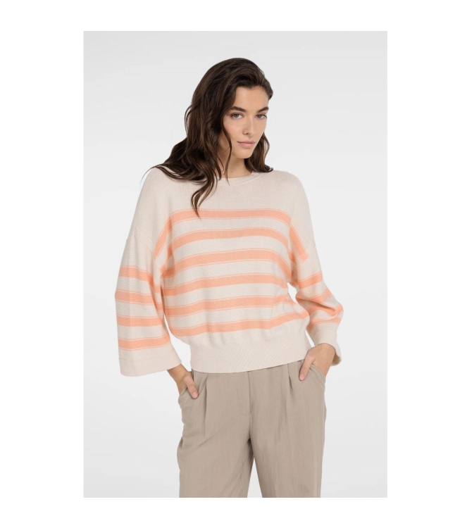 Yaya Mixing textured sweater with s 313072 Peach palazzo orange mel