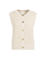 Yaya Textured sleeveless cardigan w 99058 Creme beige