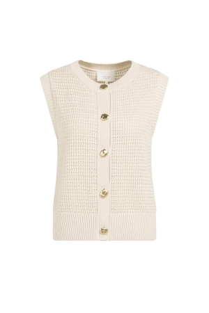 Yaya Textured sleeveless cardigan w 99058 Creme beige