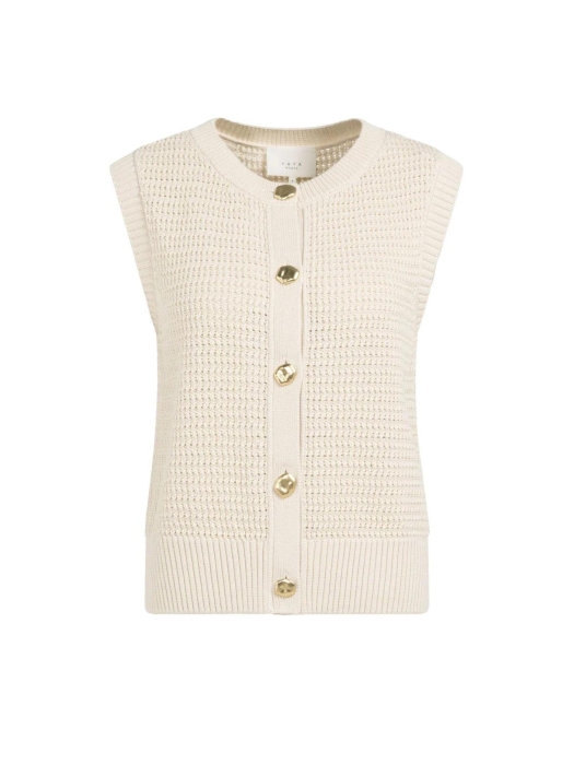 Yaya Textured sleeveless cardigan w 99058 Creme beige
