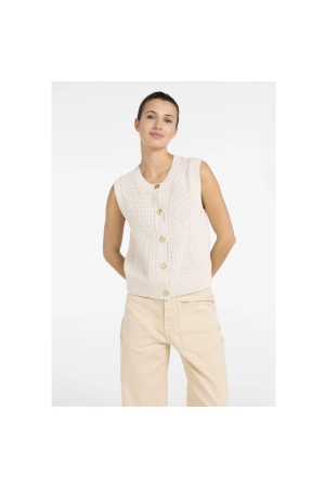 Yaya Textured sleeveless cardigan w 99058 Creme beige
