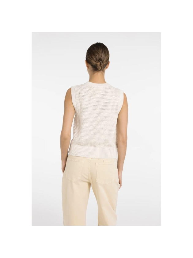 Yaya Textured sleeveless cardigan w 99058 Creme beige