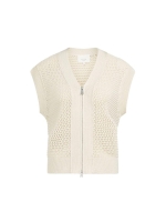 Yaya Mesh stitch sleeveless cardiga 99058 Creme beige