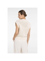 Yaya Mesh stitch sleeveless cardiga 99058 Creme beige