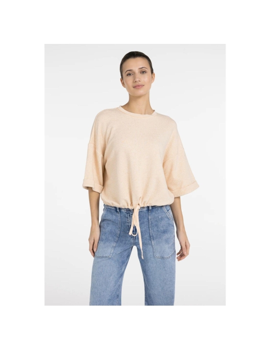Yaya Short sleeve sweatshirt with r 412172 Amberlight mel