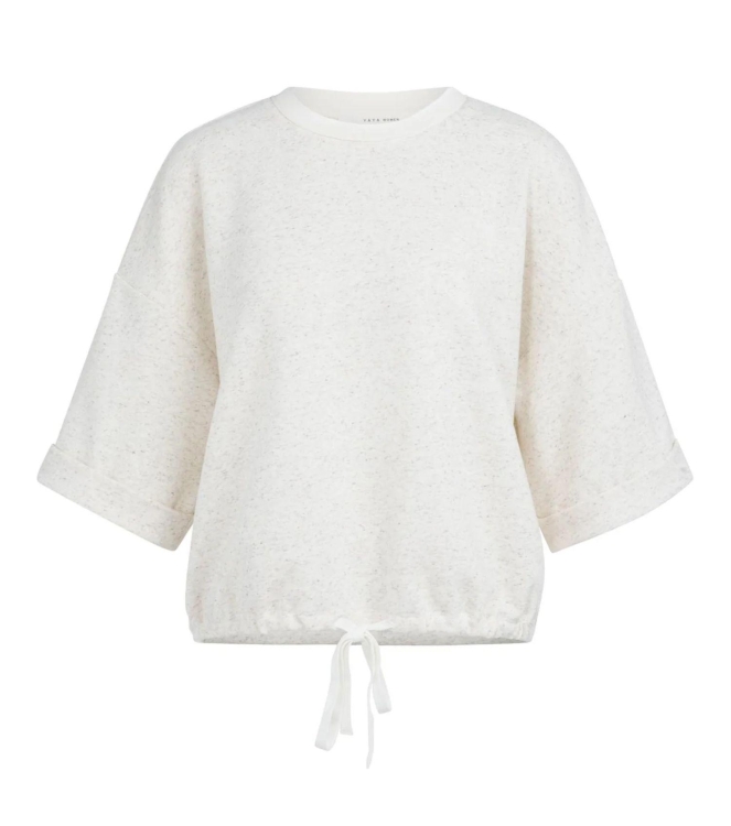 Yaya Short sleeve sweatshirt with r 990642 Ivory white mel