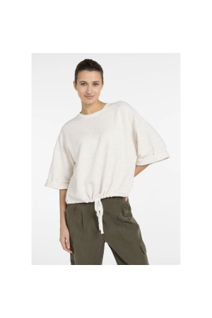 Yaya Short sleeve sweatshirt with r 990642 Ivory white mel