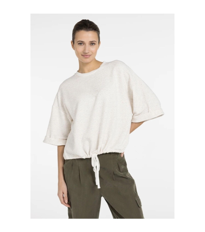 Yaya Short sleeve sweatshirt with r 990642 Ivory white mel