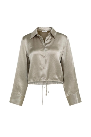 Yaya Crinkle blouse with drawstring 61104 Crockery brown