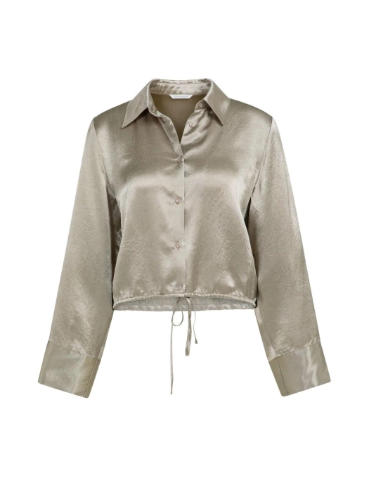 Yaya Crinkle blouse with drawstring 61104 Crockery brown