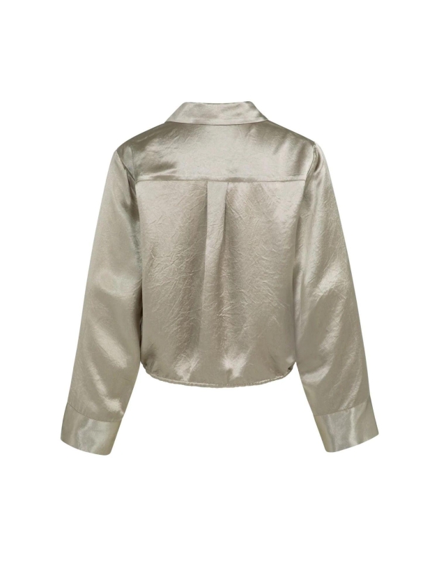 Yaya Crinkle blouse with drawstring 61104 Crockery brown