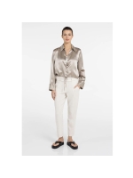 Yaya Crinkle blouse with drawstring 61104 Crockery brown