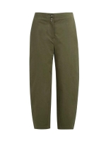 Yaya High waist barrel leg trousers 99065 Army green