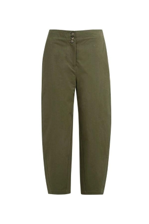 Yaya High waist barrel leg trousers 99065 Army green
