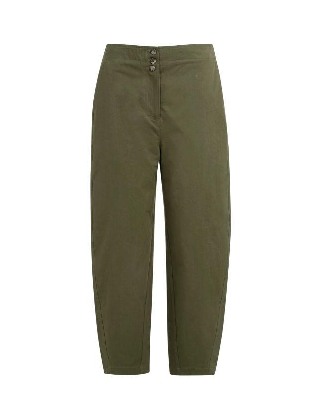 Yaya High waist barrel leg trousers 99065 Army green