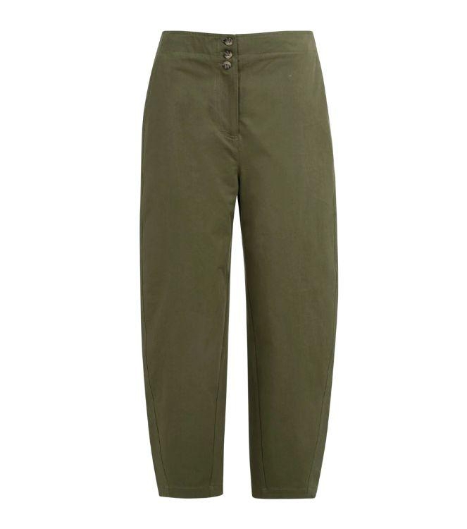 Yaya High waist barrel leg trousers 99065 Army green