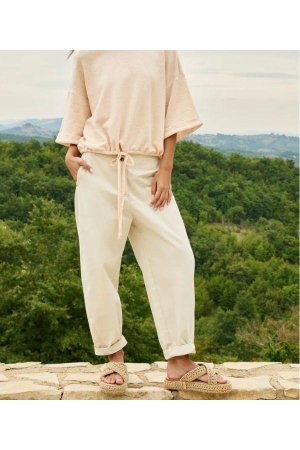 Yaya High waist barrel leg trousers 99072 Warm dust sand