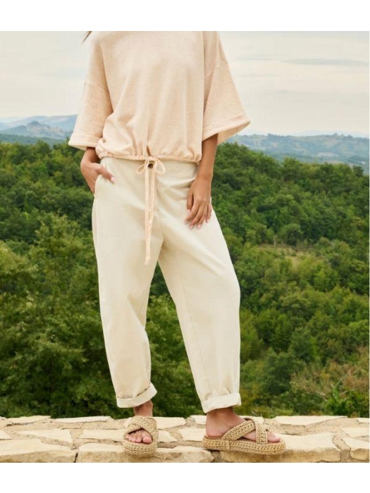 Yaya High waist barrel leg trousers 99072 Warm dust sand