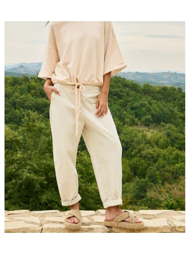 Yaya High waist barrel leg trousers 99072 Warm dust sand