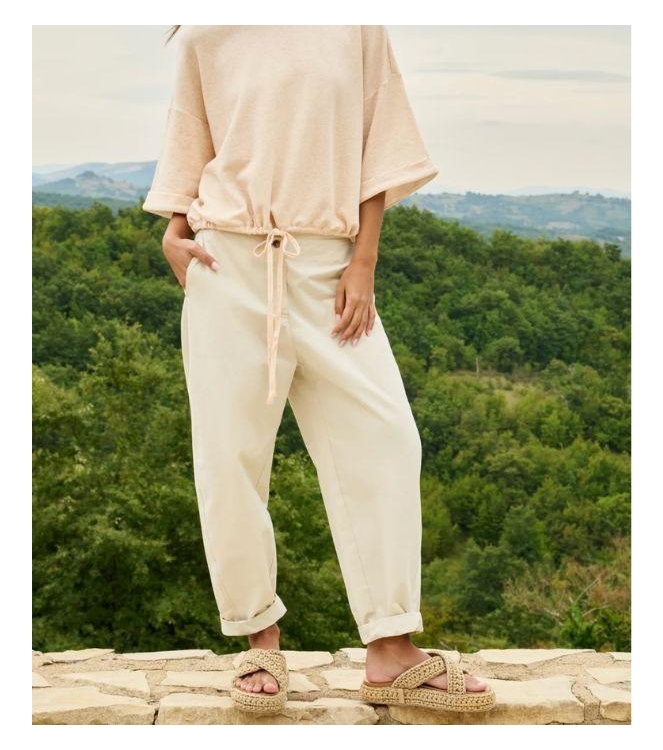 Yaya High waist barrel leg trousers 99072 Warm dust sand