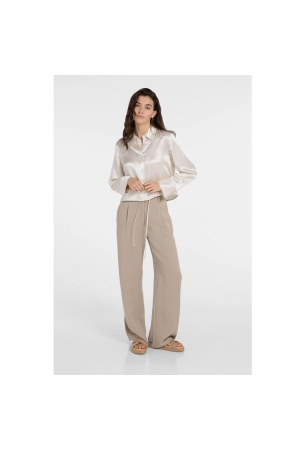 Yaya Woven wide leg trousers - L32 611404 Crockery brown