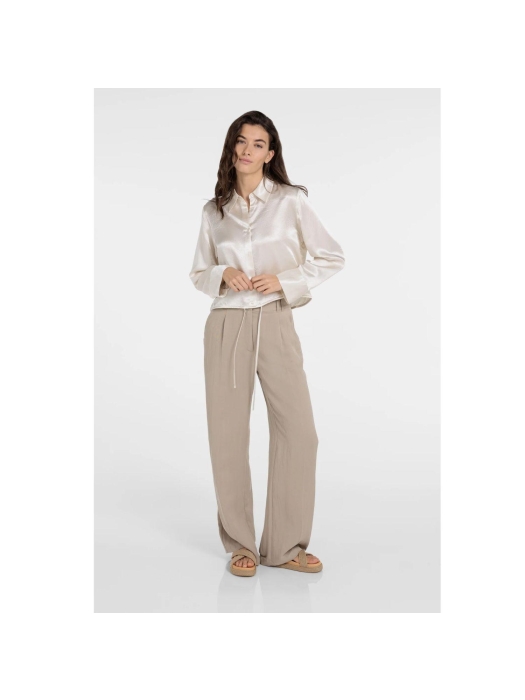 Yaya Woven wide leg trousers - L32 611404 Crockery brown