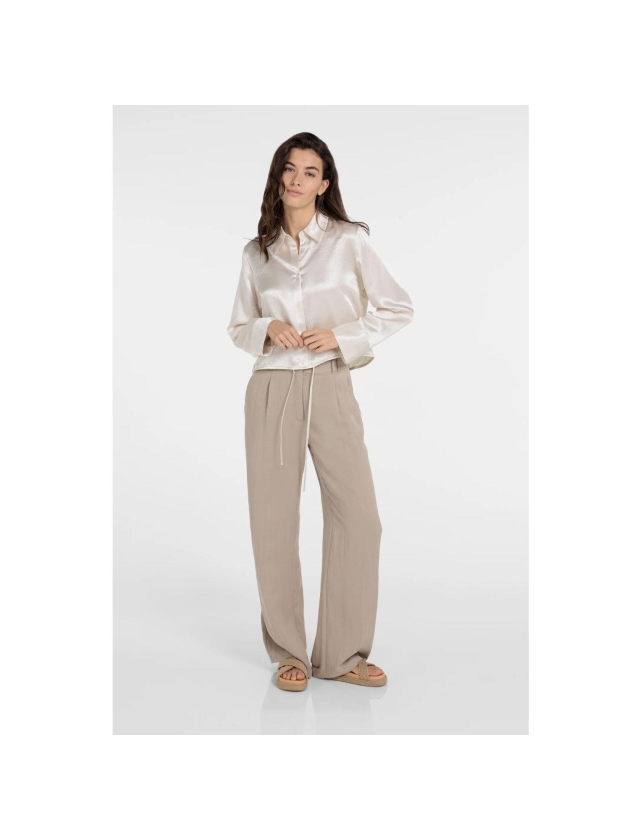 Yaya Woven wide leg trousers - L32 611404 Crockery brown