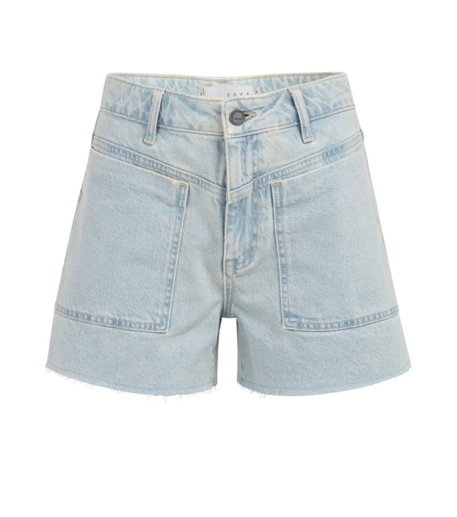 Yaya Loose fit colored worker short 99060 Light denim