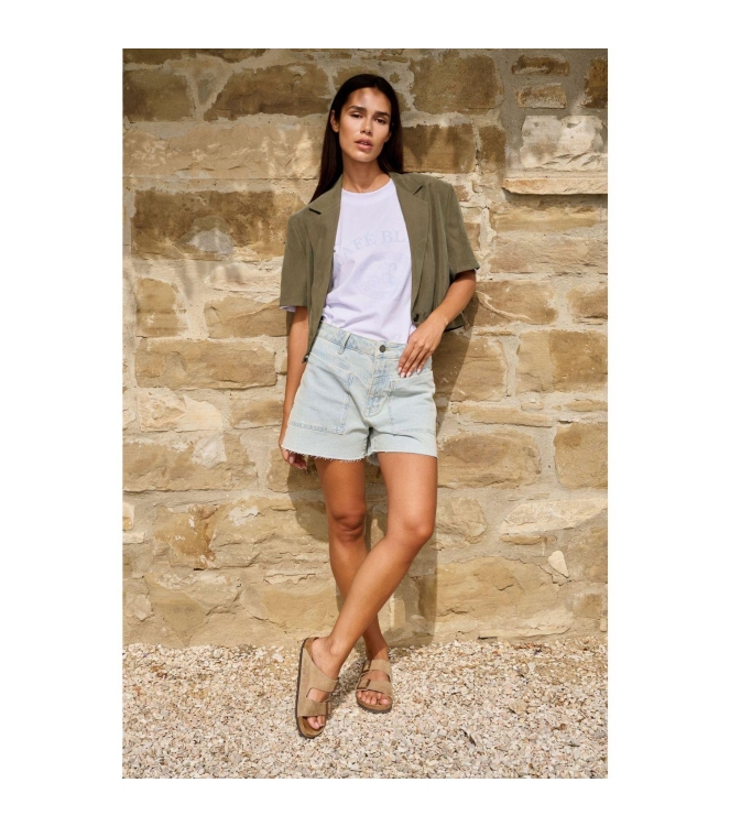 Yaya Loose fit colored worker short 99060 Light denim