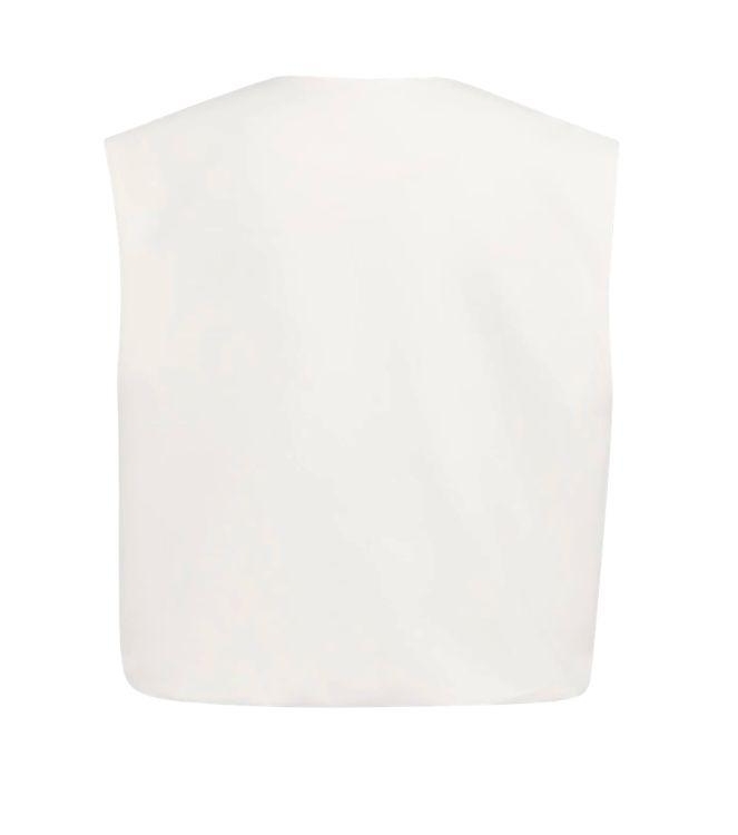 Yaya Sleeveless woven jacket with b 99064 Ivory white