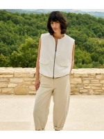 Yaya Sleeveless woven jacket with b 99064 Ivory white