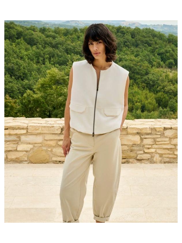 Yaya Sleeveless woven jacket with b 99064 Ivory white