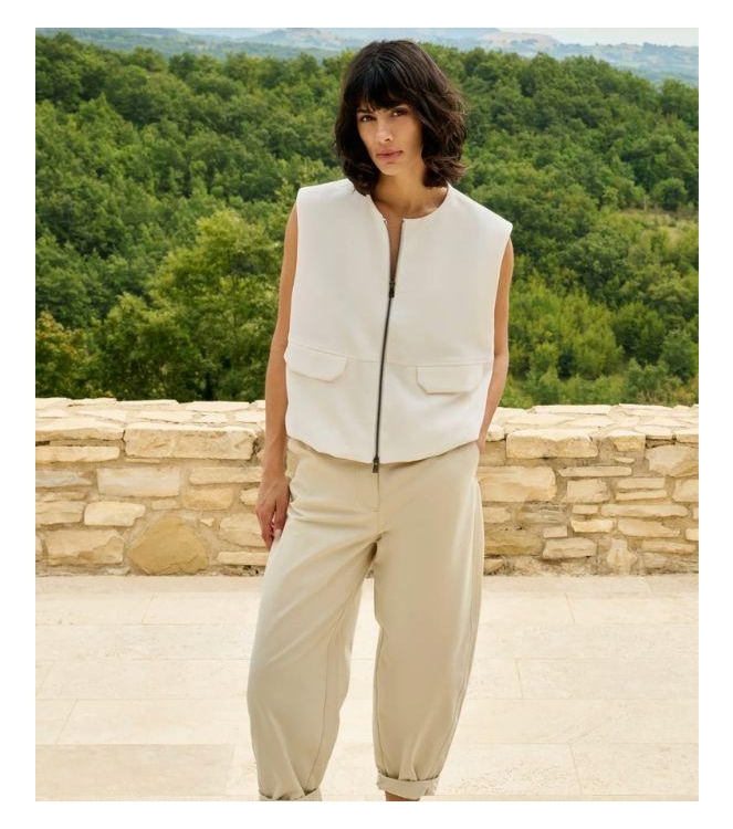 Yaya Sleeveless woven jacket with b 99064 Ivory white