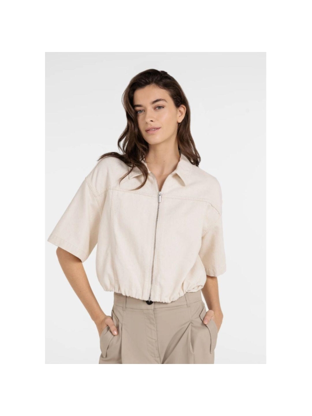 Yaya Denim look jacket 99067 Cloud creme white