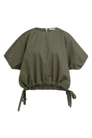 Yaya Boxy top with adjustable waist 99065 Army green