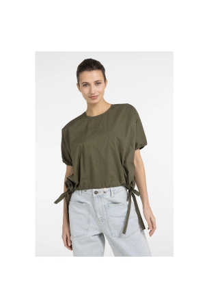 Yaya Boxy top with adjustable waist 99065 Army green