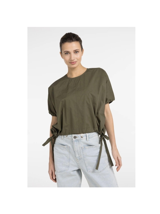 Yaya Boxy top with adjustable waist 99065 Army green