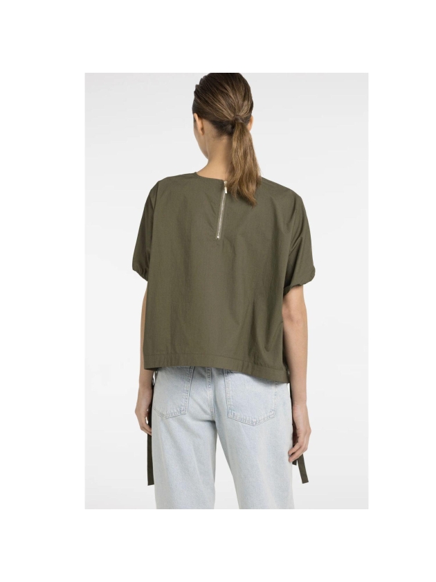 Yaya Boxy top with adjustable waist 99065 Army green