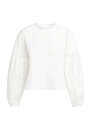 Yaya Top with embroidered sleeve 99066 Snowfade white